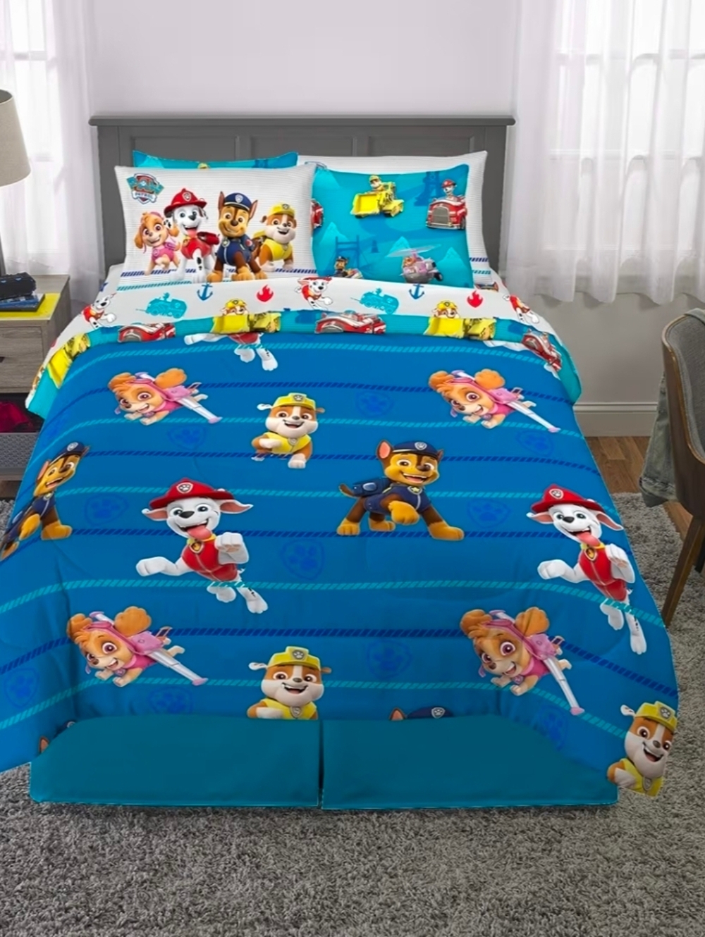 Paw Patrol Kids Blue Character Comforter Set